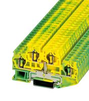 PHOENIX CONTACT - 3036039 - DIN Rail Mount Terminal Block, Green/Yellow, 4 Ways, 28 AWG, 12 AWG, 6 mm², Clamp