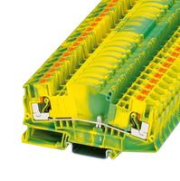 PHOENIX CONTACT - 3212196 - DIN Rail Mount Terminal Block, Green/Yellow, 2 Ways, 20 AWG, 8 AWG, 10 mm², Push In