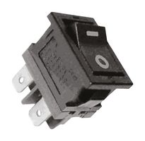 NIDEC COMPONENTS SLE210K2-9 Rocker Switch, On-Off, DPST, Non Illuminated, Panel Mount, Black, SLE210K Series