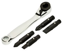WELLER XCELITE XL75VN Screwdriver Set, 3/16", 1/4" Slotted & #1, #2, Phillips Driver Bits, Offset Ratchet, 5 Pieces