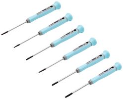 WELLER XCELITE XP600 Screwdriver Set, #00, #0 Phillips, 1.5mm x 60mm/2mm x 60mm/2.5mm x 60mm/3mm x 60mm Slotted, 6 Pieces