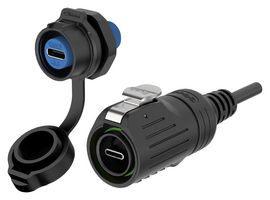 MULTICOMP PRO MP-LP16-USBCP-PL USB Sealed Connector, USB Type C, USB PD, Receptacle, 24 Position, Panel Mount, IP65, IP68