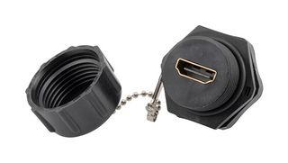 L-COM VHC00029 HDMI Connector, 19 Contacts, Receptacle, Panel Mount, Solder, Gold Plated Contacts