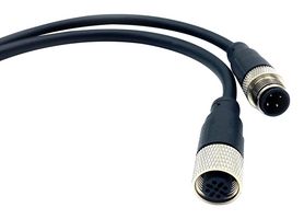 NOSHOK FSMS-2-4P Sensor Cable, M12 Receptacle, M12 Plug, 4 Positions, 2 m, 6.6 ft