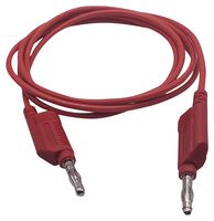 MUELLER ELECTRIC BU-2061SR-A-100-2 Banana Test Lead, 4mm Banana Plug, Stackable, 4mm Banana Plug, Stackable, 3.3 ft, 1 m, Red, 19 A