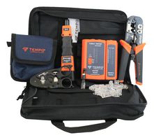 TEMPO PA901053 Datacomm Tool Set, Cat5, Cutter/Stripper, Phone/Data/Punchdown Tool, Blade, Cable-Check Tester, Case