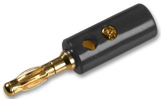 MULTICOMP PRO PE000037 Banana Test Connector, Plug, Cable Mount, Gold Plated Contacts, Black