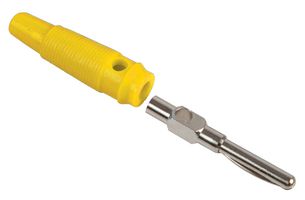 MULTICOMP 25.412.3 Banana Test Connector, 4mm, Plug, Cable Mount, 24 A, Nickel Plated Contacts, Yellow
