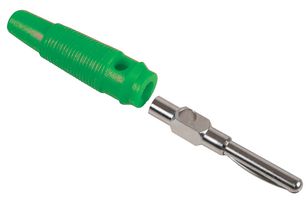 MULTICOMP 25.412.4 Banana Test Connector, 4mm, Plug, Cable Mount, 24 A, Nickel Plated Contacts, Green