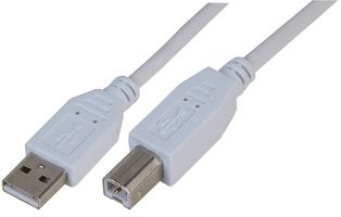 PRO SIGNAL PSG91448 USB Cable, Type A Plug to Type B Plug, 2 m, 6.6 ft, USB 2.0, White
