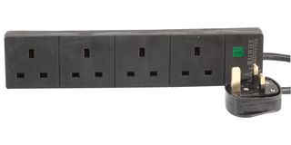 PRO ELEC PELB1167 EXTENSION LEAD 4 GANG SURGE BLK 4M