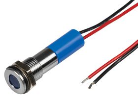 APEM Q8F3CXXR12E LED Panel Mount Indicator, Bright Chrome Bezel, Red, 12 VDC, 8 mm, 20 mA, 10 mcd, IP67