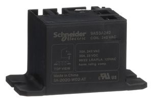 SCHNEIDER ELECTRIC/LEGACY RELAY 9AS3A240 POWER RELAY, SPST-NO, 240VAC, 30A, PANEL
