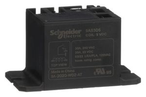 SCHNEIDER ELECTRIC/LEGACY RELAY 9AS3D5 POWER RELAY, SPST-NO, 5VDC, 30A, PANEL