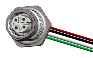 NORCOMP FPM12A04I12CR02. SENSOR CORD, 4P M12 RCPT-FREE END, 12"
