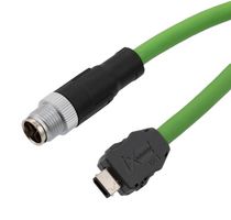 L-COM TRGIX619PU-GRN-3F ENET CABLE, IX TYPE A PLUG-8POS M12 PLUG
