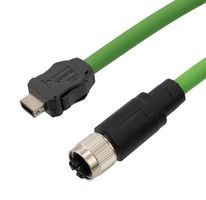 L-COM TRGIX623PU-GRN-3F ENET CABLE, IX TYPE A PLUG-8POS M12 RCPT