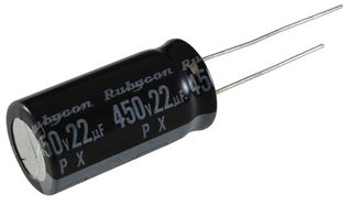 RUBYCON 450PX22MEFC12.5X25 ALUMINUM ELECTROLYTIC CAPACITOR, 22UF, 450V, 20%, RADIAL