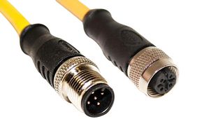 MUELLER ELECTRIC C5AC11M005 M12 CORDSET, 5-POSITION MALE STRAIGHT-FEMALE STRAIGHT, 22 AWG, 5M 68AK2111