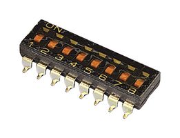 OMRON ELECTRONIC COMPONENTS A6S-8102-PH DIP SW, SPST, 8POS, 0.025A, 24VDC, SMD